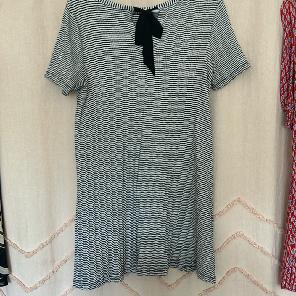 Loft black and white striped dress